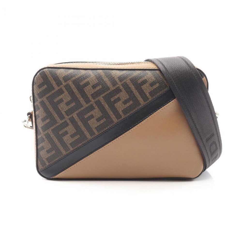 Fendi Diagonal Camera Case Zucca Leather Shoulder Bag